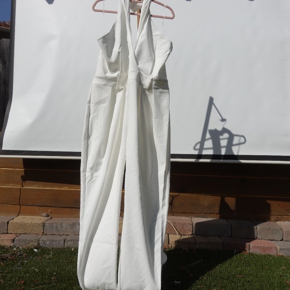 Revolve Lita by Ciara jumpsuit criss cross halter top White high end $498 XXL